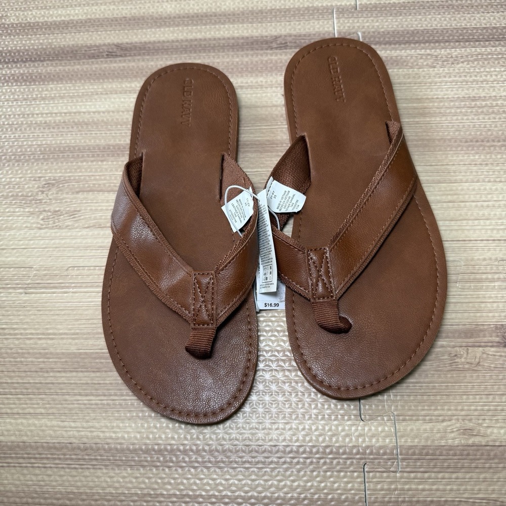 Faux-Leather Flip-Flop Sandals for Boys Size 5Y-6Y Tan